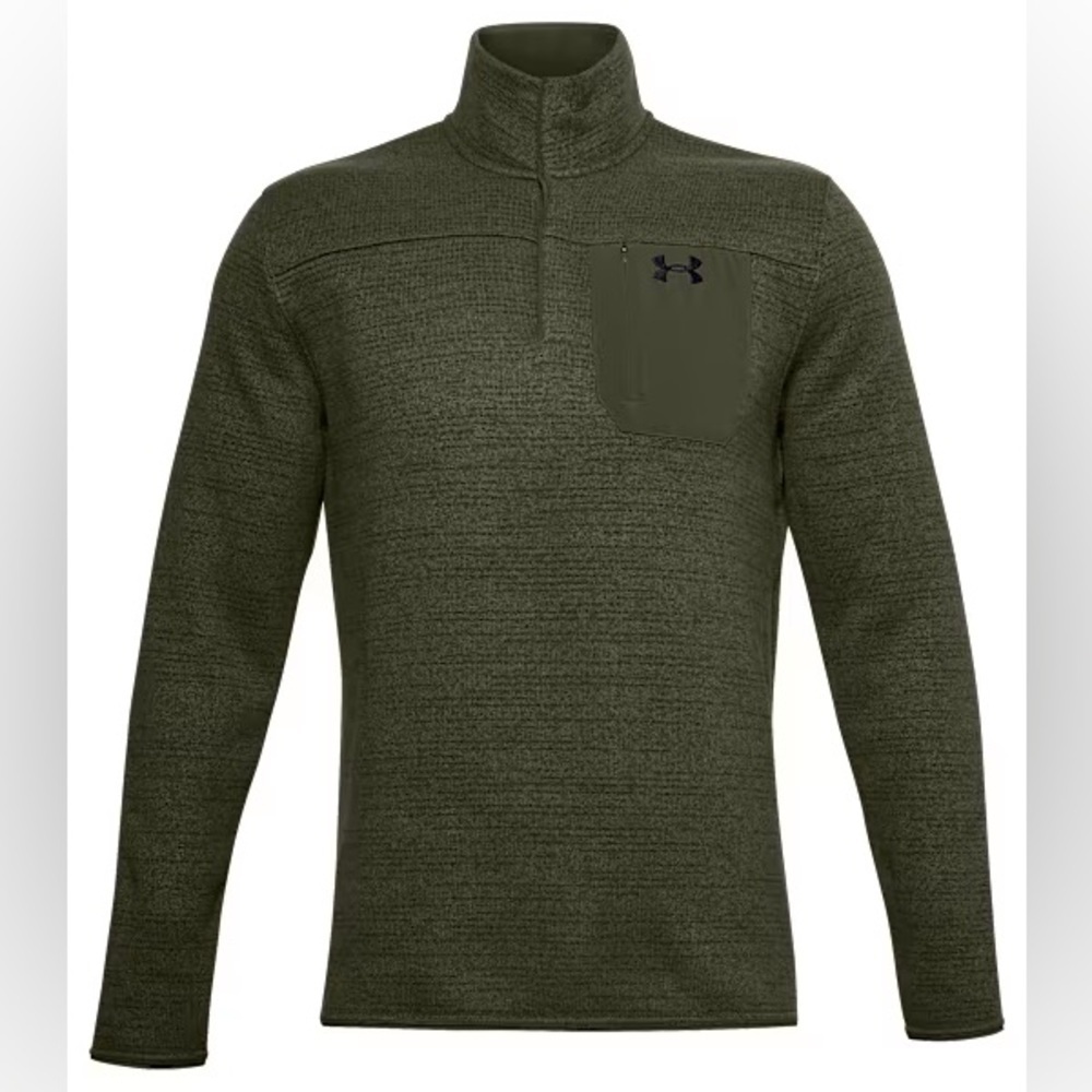 Men’s UNDER ARMOUR Specialist Henley sweater pullover- dark green. Size medium - Picture 1 of 9